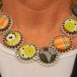 - Silver Nickel Flowered Linked Necklace With..